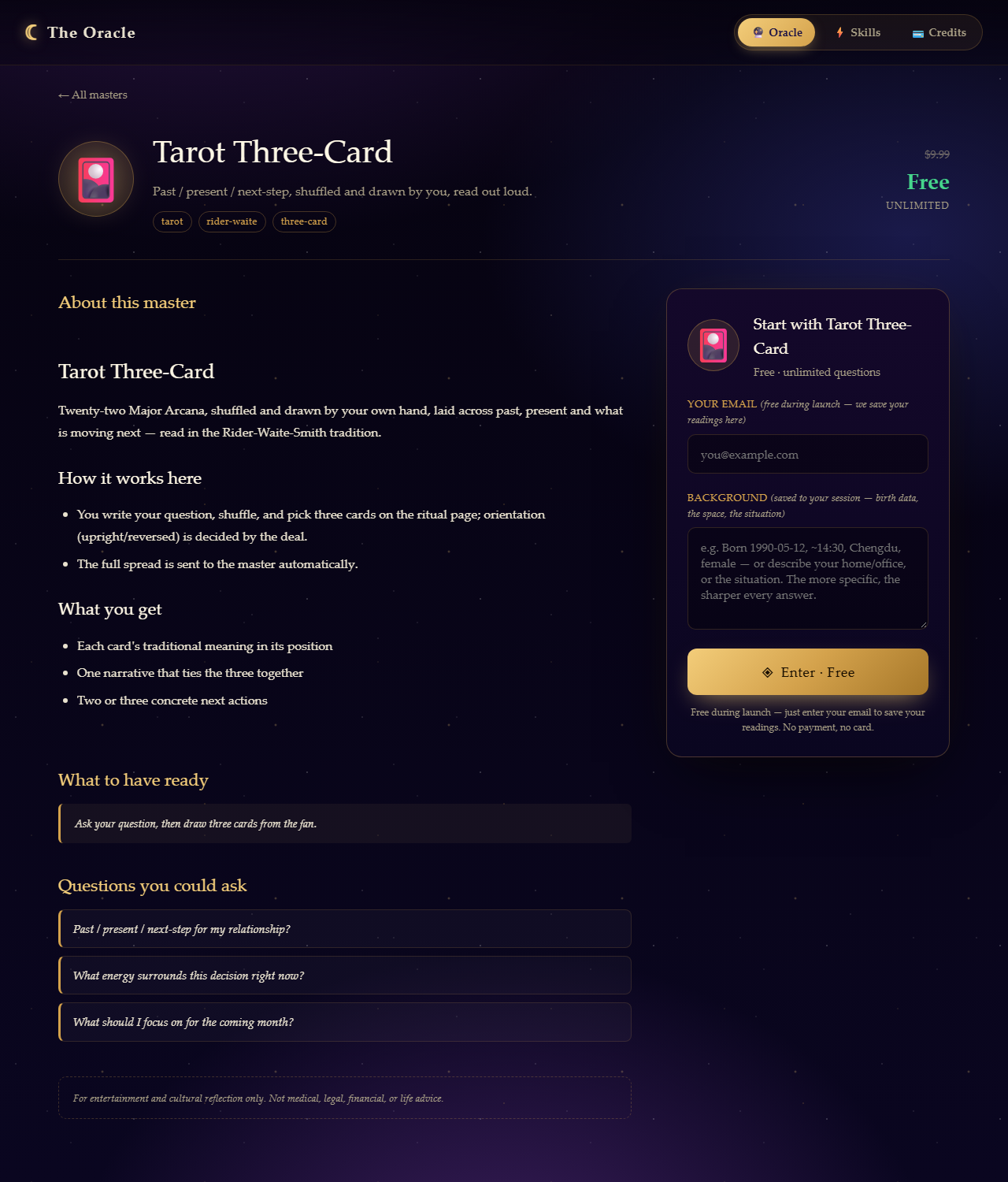 Tarot master detail